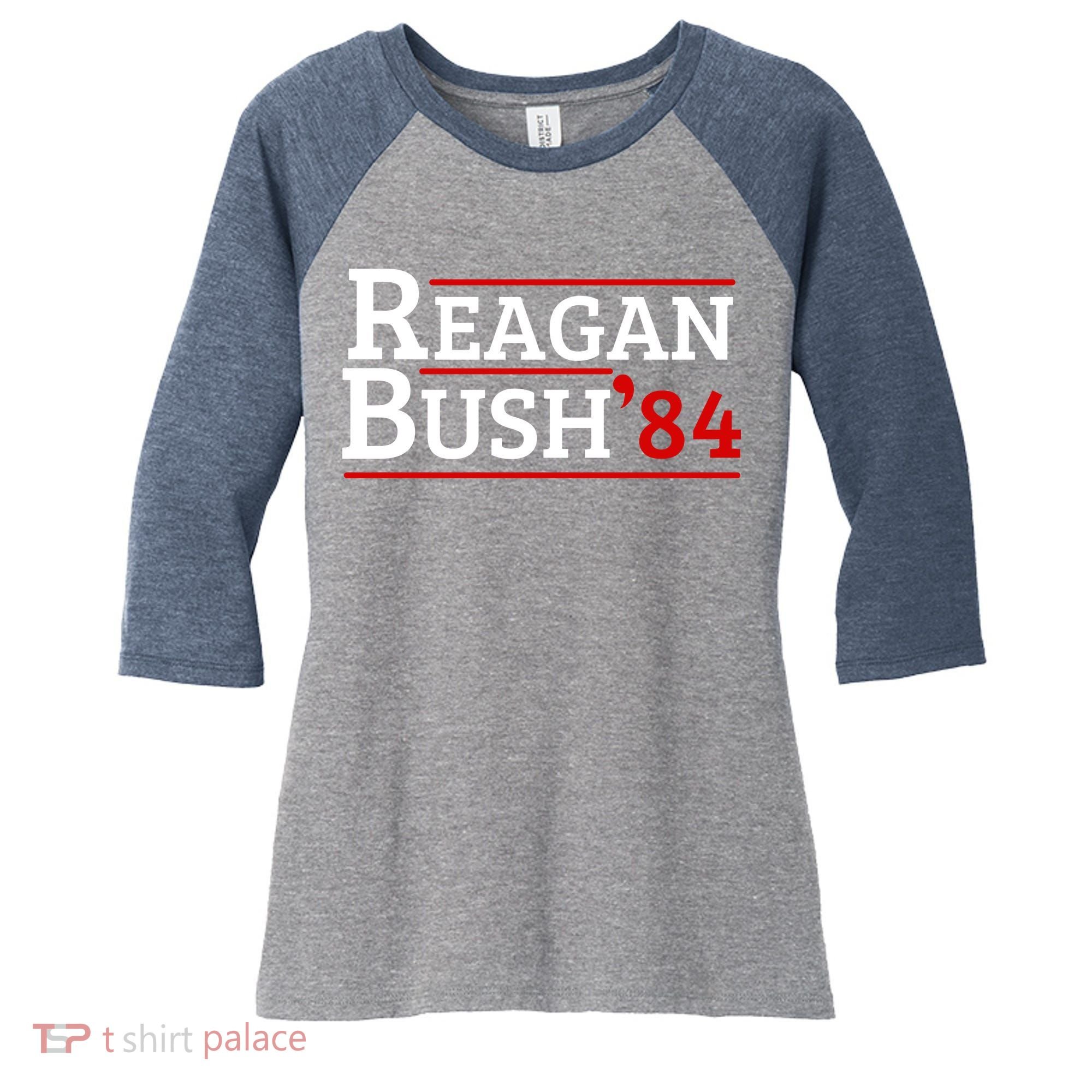 Reagan Bush 84 Women's Tri-Blend 3/4-Sleeve Raglan Shirt