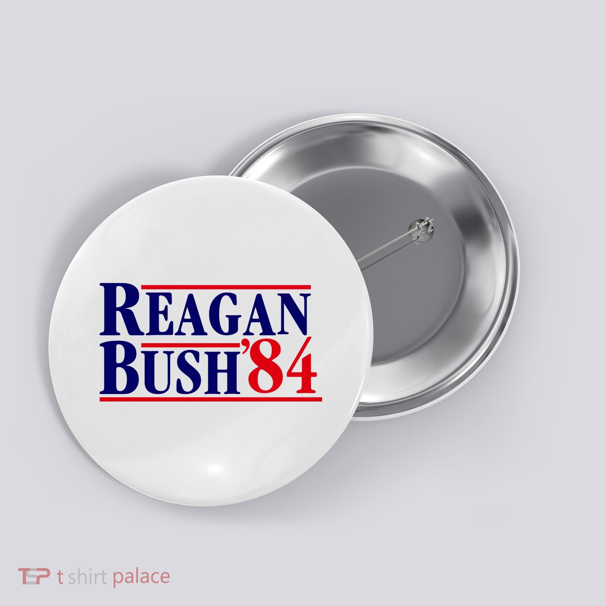 Reagan Bush 84 Shirt Presidential Campaign Button