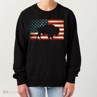 Retro Buffalo American Flag USA Bison Women's Sweatshirt thumb 0