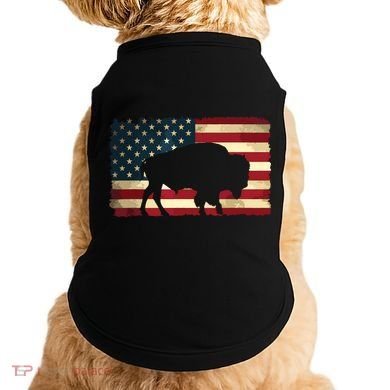 Retro Buffalo American Flag USA Bison Doggie Tank