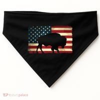 Retro Buffalo American Flag USA Bison USA-Made Doggie Bandana thumb 0