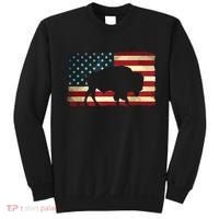 Retro Buffalo American Flag USA Bison Sweatshirt thumb 0