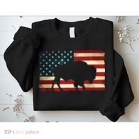 Retro Buffalo American Flag USA Bison Sweatshirt thumb 2
