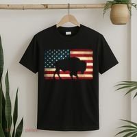 Retro Buffalo American Flag USA Bison T-Shirt thumb 2