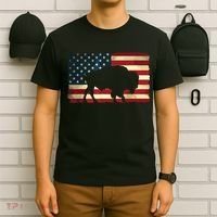 Retro Buffalo American Flag USA Bison T-Shirt thumb 6