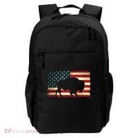 Retro Buffalo American Flag USA Bison Backpack thumb 0