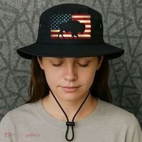 Retro Buffalo American Flag USA Bison Bucket Hat thumb 3