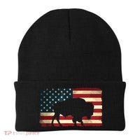 Retro Buffalo American Flag USA Bison Beanie thumb 0