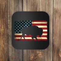 Retro Buffalo American Flag USA Bison Coaster thumb 0