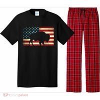Retro Buffalo American Flag USA Bison Pajama Set thumb 0