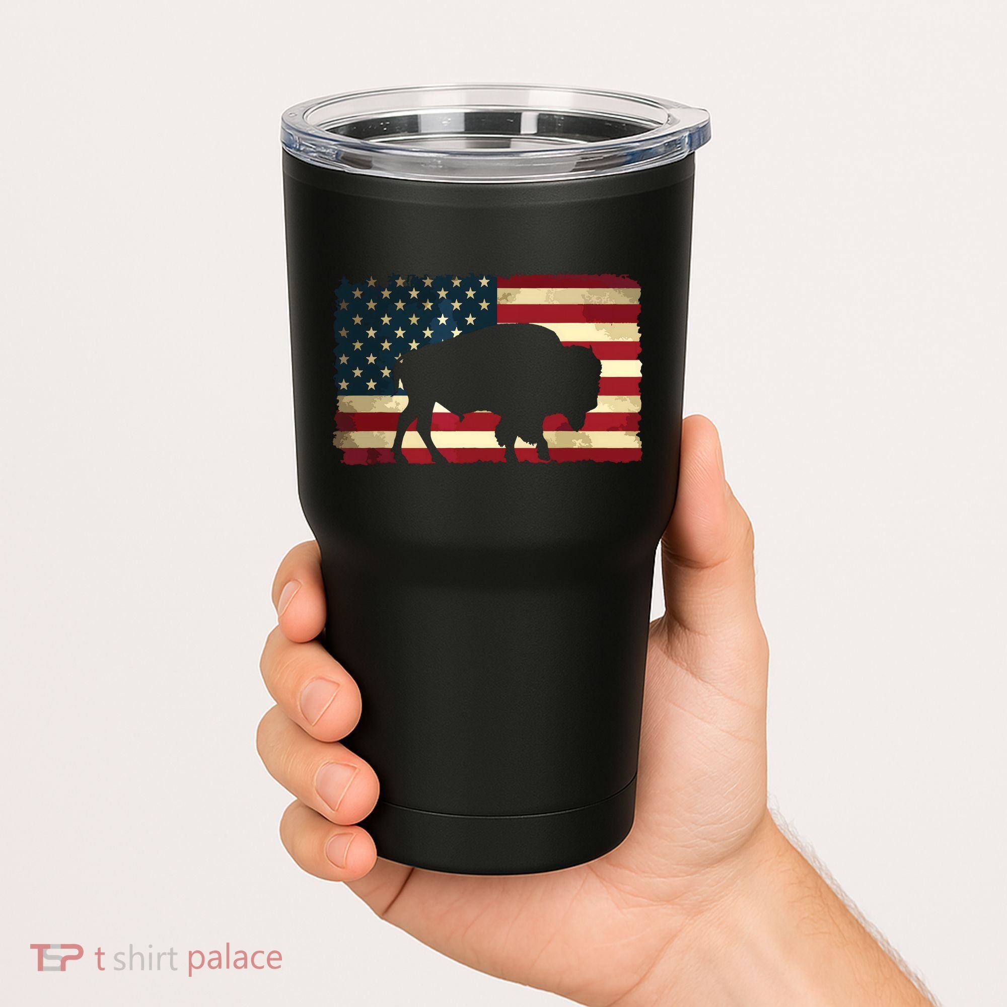 Retro Buffalo American Flag USA Bison Tumbler