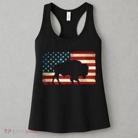 Retro Buffalo American Flag USA Bison Women's Tank Top thumb 3