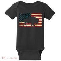 Retro Buffalo American Flag USA Bison Baby Bodysuit thumb 0
