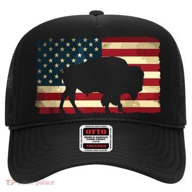 Retro Buffalo American Flag USA Bison Hat