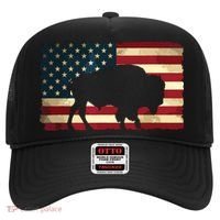 Retro Buffalo American Flag USA Bison Hat thumb 0