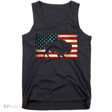 Retro Buffalo American Flag USA Bison Tank Top