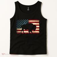 Retro Buffalo American Flag USA Bison Tank Top thumb 2