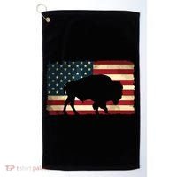 Retro Buffalo American Flag USA Bison Golf Towel thumb 0