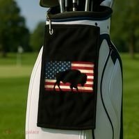 Retro Buffalo American Flag USA Bison Golf Towel thumb 2