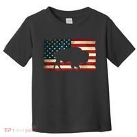 Retro Buffalo American Flag USA Bison Toddler T-Shirt thumb 0
