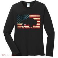 Retro Buffalo American Flag USA Bison Women's Long Sleeve Shirt thumb 0