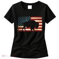 Retro Buffalo American Flag USA Bison Women's T-Shirt thumb 0