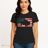 Retro Buffalo American Flag USA Bison Women's T-Shirt thumb 4