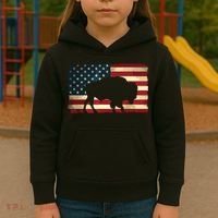 Retro Buffalo American Flag USA Bison Kids Hoodie thumb 3