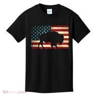 Retro Buffalo American Flag USA Bison Kids T-Shirt thumb 0