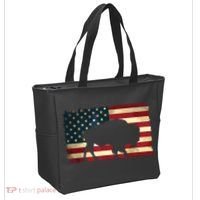 Retro Buffalo American Flag USA Bison Tote Bag thumb 2
