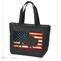 Retro Buffalo American Flag USA Bison Tote Bag thumb 3