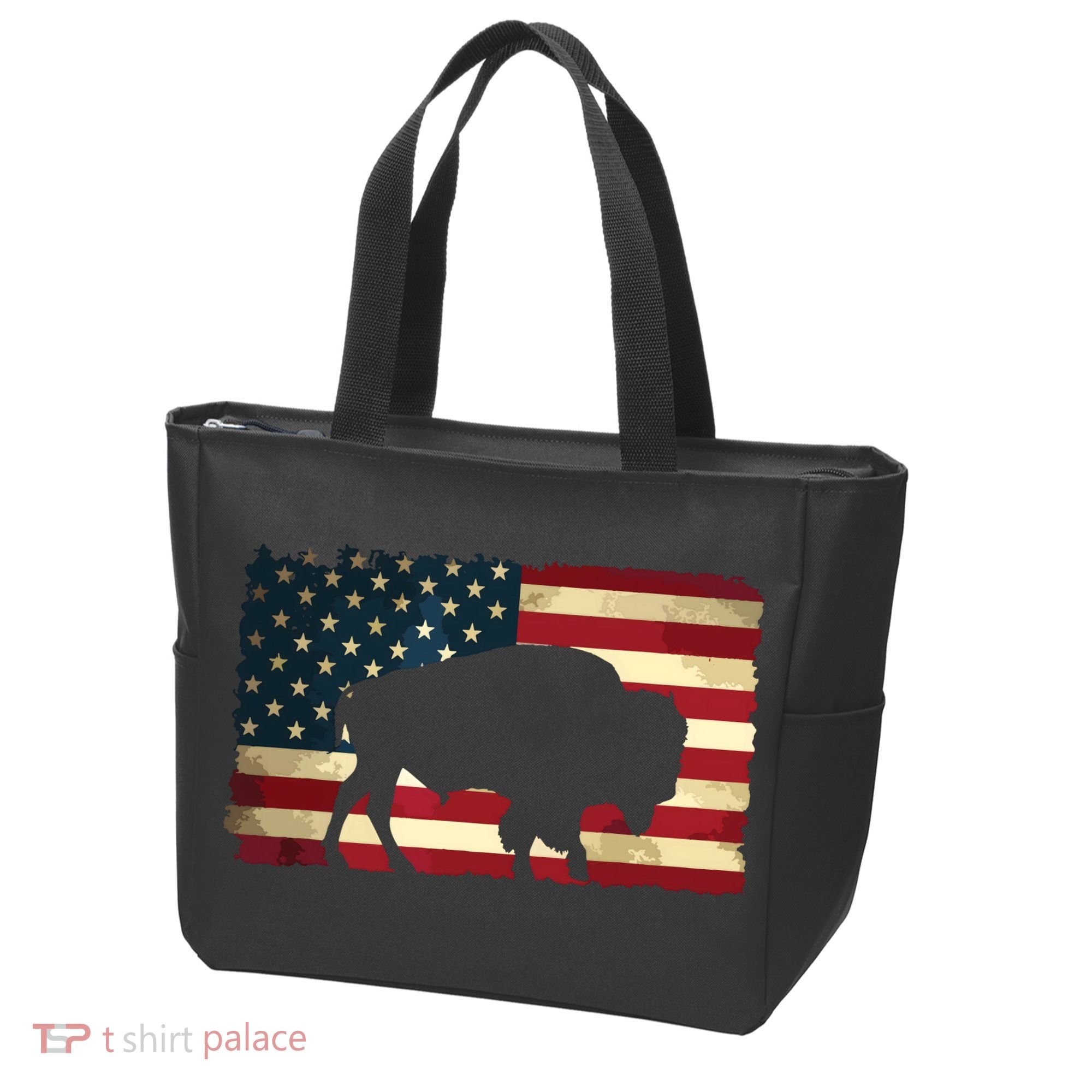 Retro Buffalo American Flag USA Bison Tote Bag