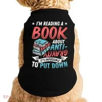 Reading Book About Anti Gravity Funny Science Physicist Gift Doggie Tank thumb 0