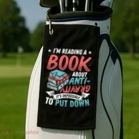 Reading Book About Anti Gravity Funny Science Physicist Gift Golf Towel thumb 2