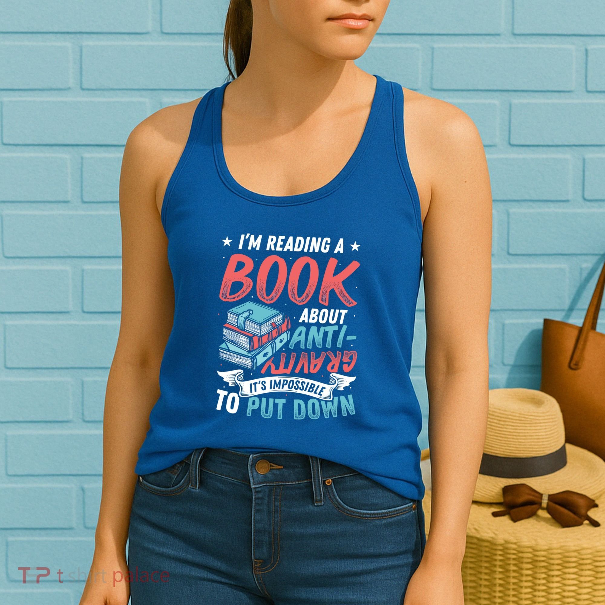 Reading Book About Anti Gravity Funny Science Physicist Gift Women's Tank Top