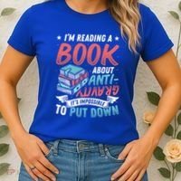 Reading Book About Anti Gravity Funny Science Physicist Gift Women's T-Shirt thumb 2