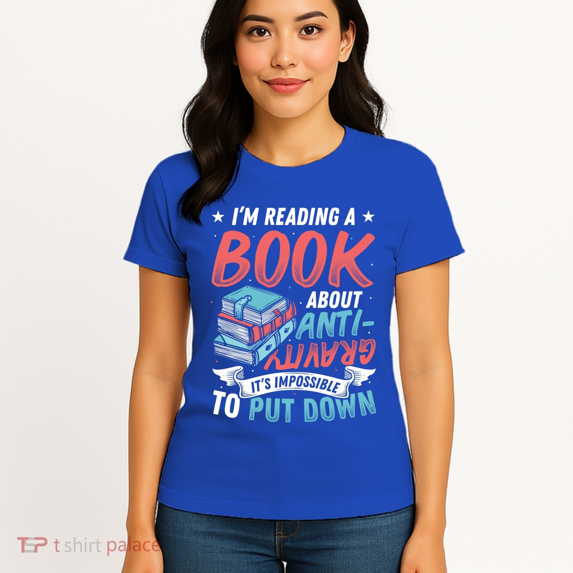 Reading Book About Anti Gravity Funny Science Physicist Gift Women's T-Shirt