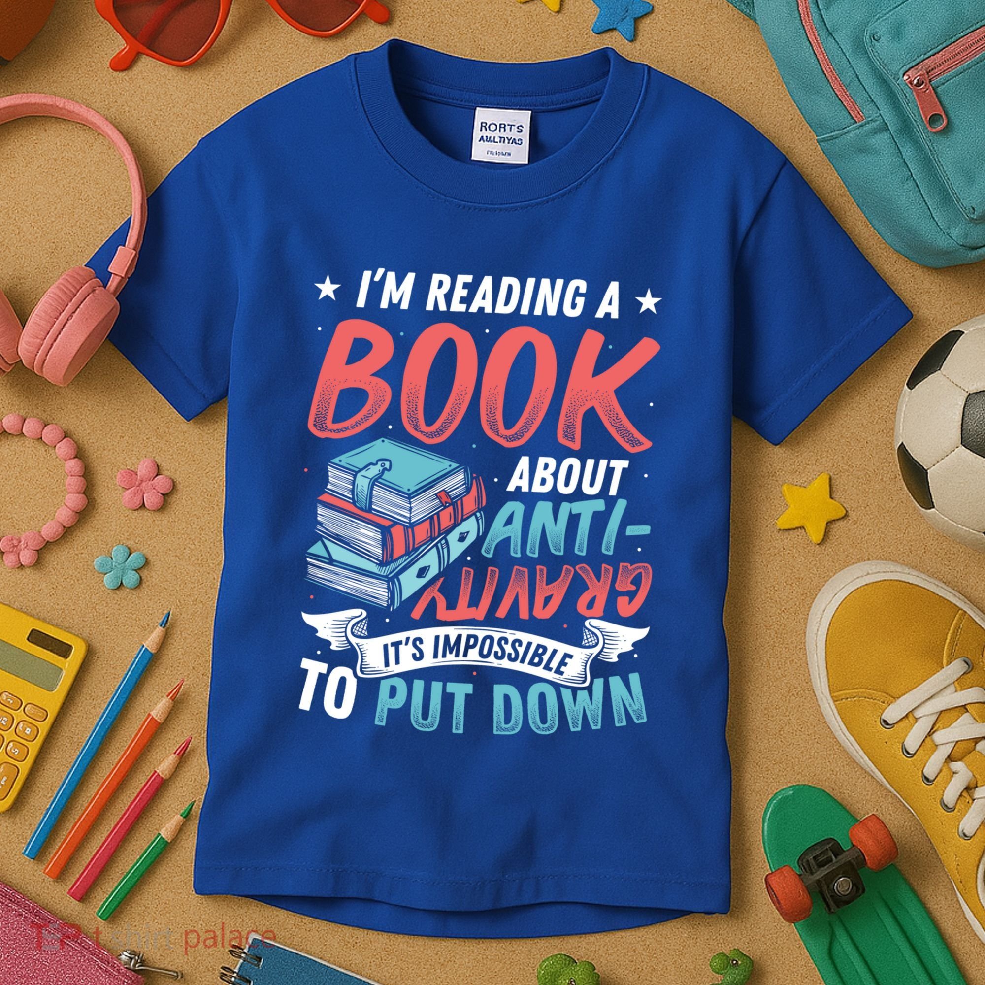 Reading Book About Anti Gravity Funny Science Physicist Gift Kids T-Shirt