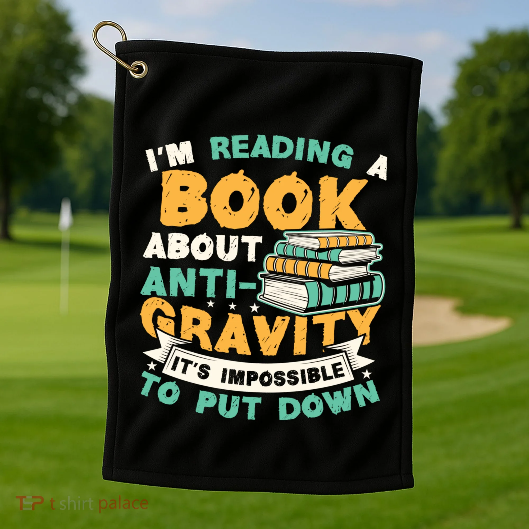 Reading Book About Anti Gravity Funny Science Physicist Gift Golf Towel