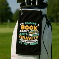 Reading Book About Anti Gravity Funny Science Physicist Gift Golf Towel thumb 2