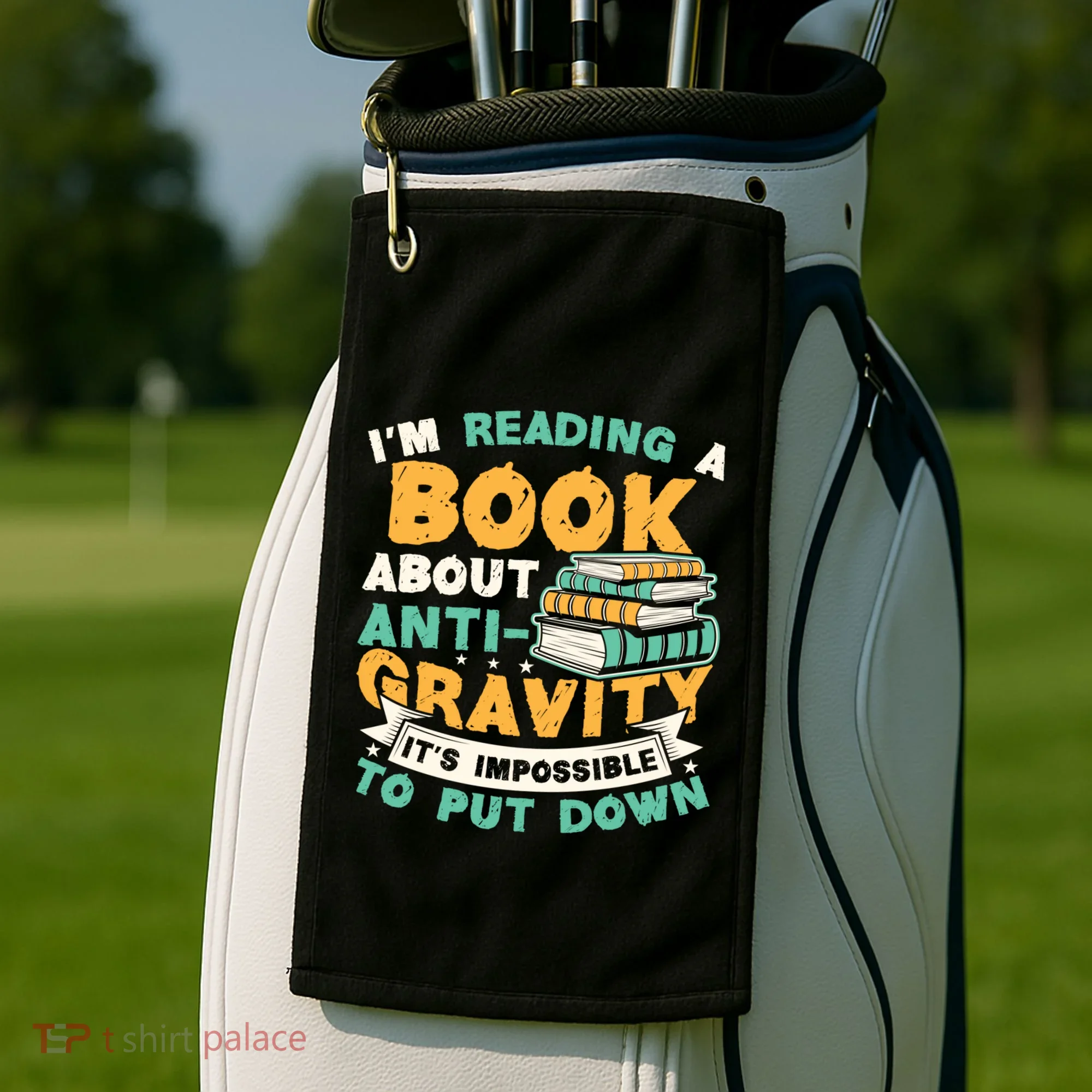 Reading Book About Anti Gravity Funny Science Physicist Gift Golf Towel