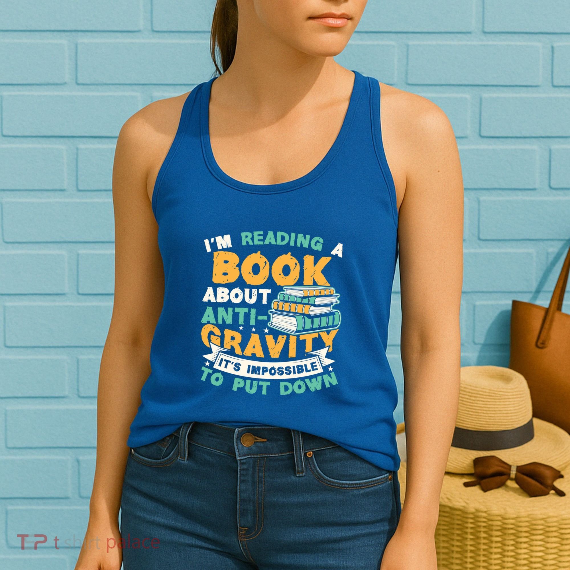 Reading Book About Anti Gravity Funny Science Physicist Gift Women's Tank Top