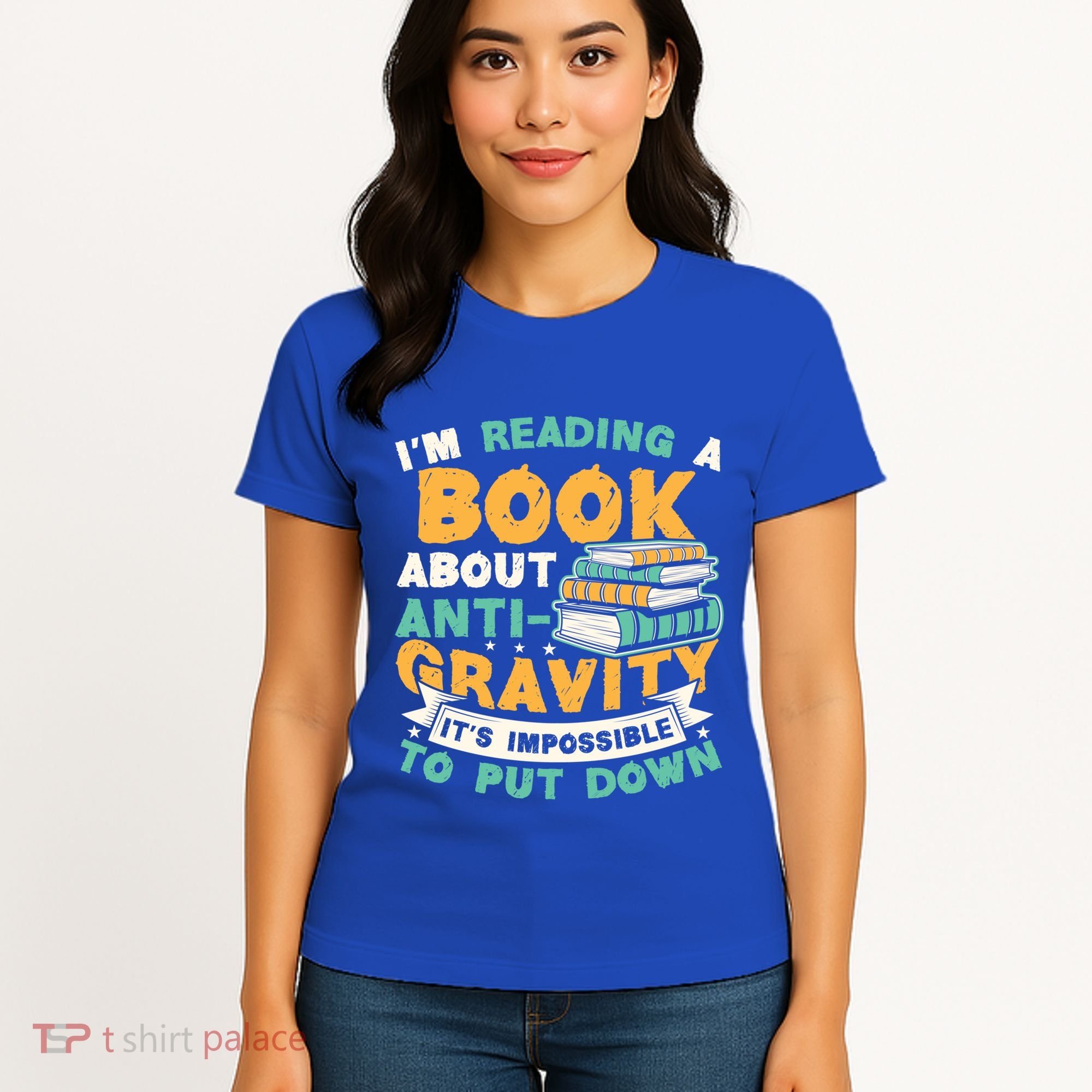 Reading Book About Anti Gravity Funny Science Physicist Gift Women's T-Shirt