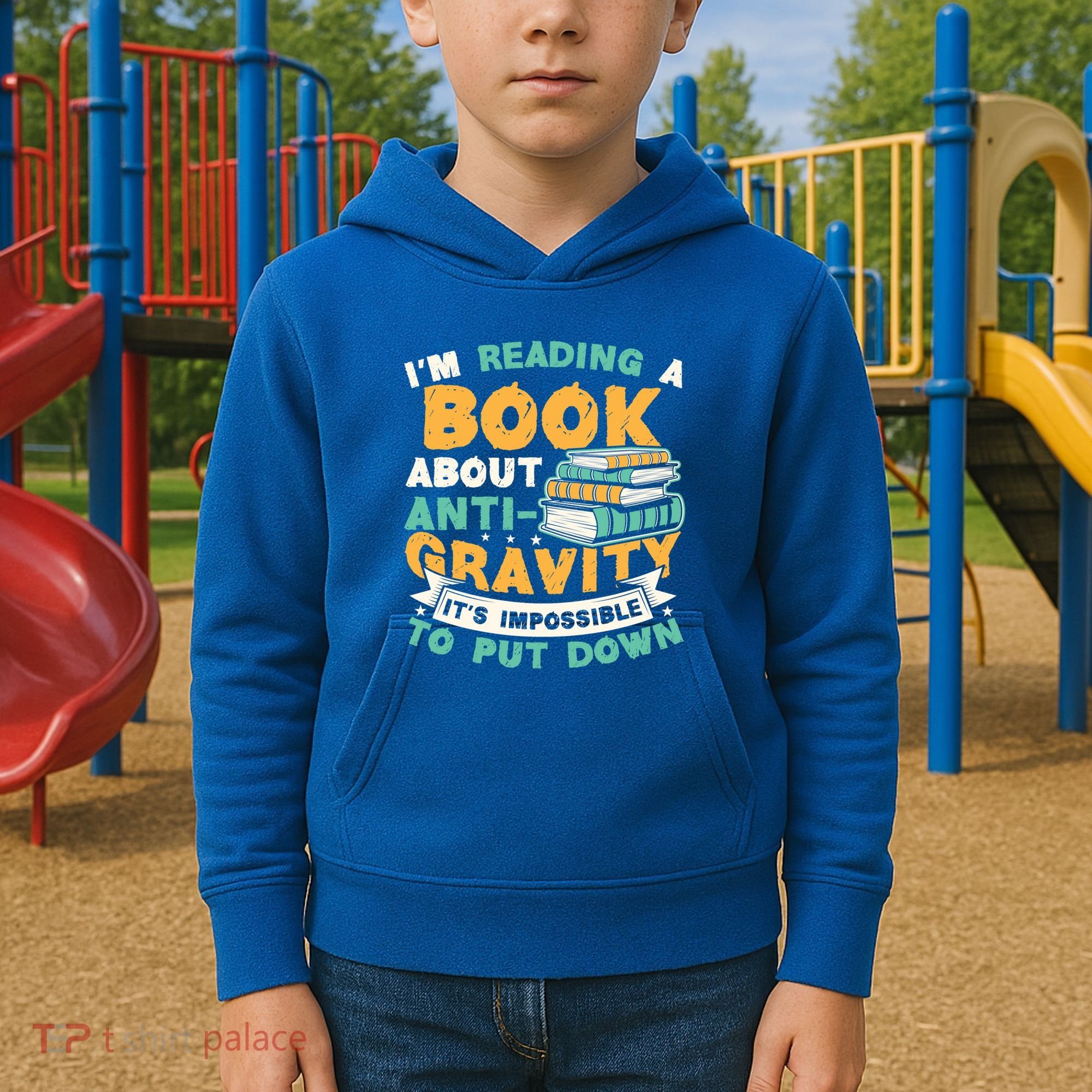 Reading Book About Anti Gravity Funny Science Physicist Gift Kids Hoodie