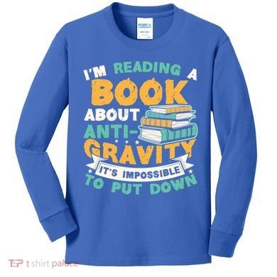 Reading Book About Anti Gravity Funny Science Physicist Gift Kids Long Sleeve Shirt