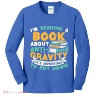 Reading Book About Anti Gravity Funny Science Physicist Gift Kids Long Sleeve Shirt thumb 0