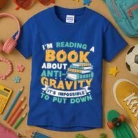 Reading Book About Anti Gravity Funny Science Physicist Gift Kids T-Shirt thumb 3