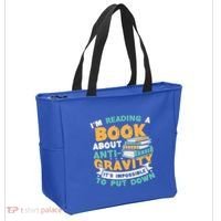 Reading Book About Anti Gravity Funny Science Physicist Gift Tote Bag thumb 2