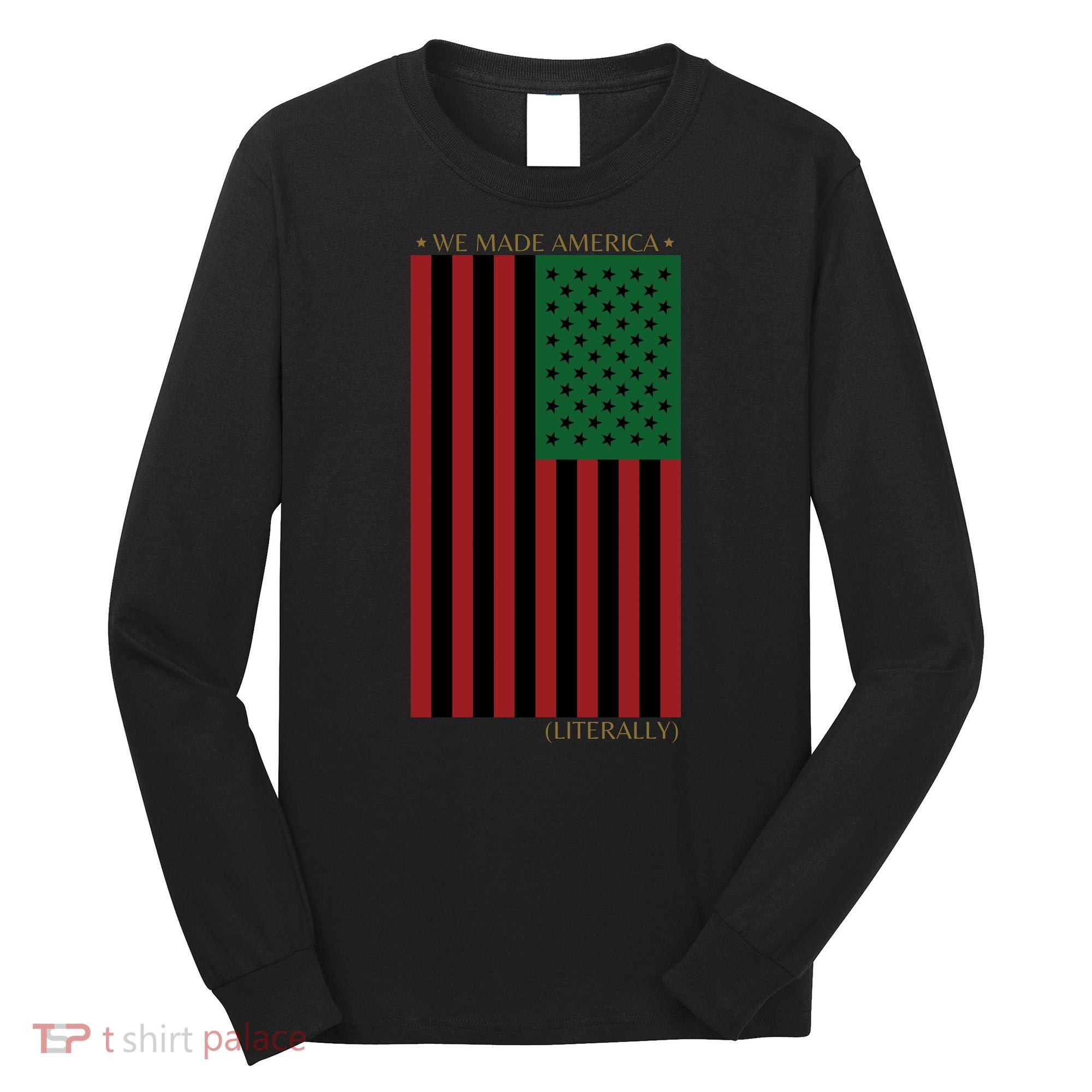 Red Black And Green Flag RBG American Flag Long Sleeve Shirt