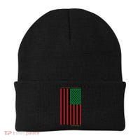 Red Black And Green Flag RBG American Flag Beanie thumb 0